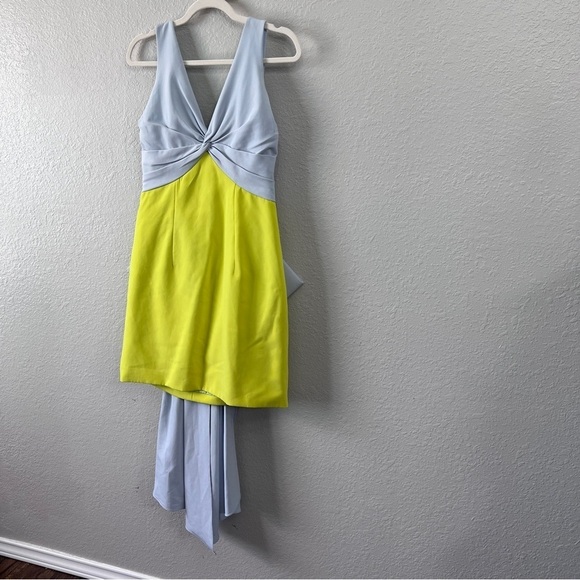 Marchesa Notte yellow blue huge Bow Mini Dress size 10 - Picture 9 of 15